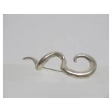 Large Sterling Silver Snake/Serpentine Brooch