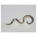 Large Sterling Silver Snake/Serpentine Brooch