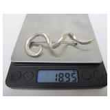 Large Sterling Silver Snake/Serpentine Brooch