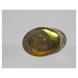 Signed Vintage Sterling Silver & Amber Brooch - Signed Varga