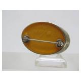 Signed Vintage Sterling Silver & Amber Brooch - Signed Varga