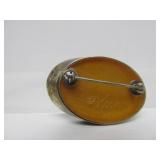 Signed Vintage Sterling Silver & Amber Brooch - Signed Varga