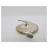 Large Sterling Silver & Iridescent Shell Pendant