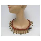 Large Naga Necklace w/Carnelian Glass & Brass