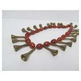 Large Naga Necklace w/Carnelian Glass & Brass