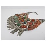 Outstanding LARGE Vintage Tibetan / Ladakh Necklace with Turquoise Coral & Copal Amber