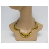 Beautiful Vintage signed Enameled Brass Necklace - George Moissiadis - Greece