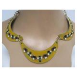 Beautiful Vintage signed Enameled Brass Necklace - George Moissiadis - Greece