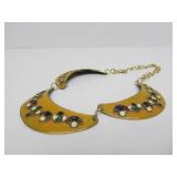 Beautiful Vintage signed Enameled Brass Necklace - George Moissiadis - Greece