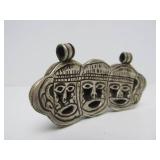 Vintage Hand Carved Tribal Bone Pendant w/Faces