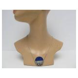 Very Nice Sterling Silver Pendant Necklace w/Lapis & Bear Design