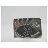 Signed Modernist Sterling Silver Brooch w/Eye - Signed Howison
