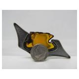 Great Looking Sculptural Sterling Silver Bro w/Amber