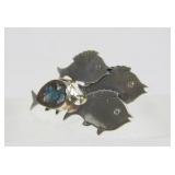 Sterling Silver School of Fish Brooch w/Stone by Great Falls Metal Works