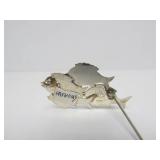 Sterling Silver School of Fish Brooch w/Stone by Great Falls Metal Works