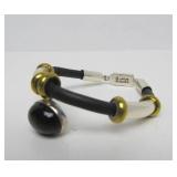 Taxco Sterling Silver Bracelet w/Brass & Onyx