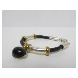 Taxco Sterling Silver Bracelet w/Brass & Onyx