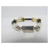 Taxco Sterling Silver Bracelet w/Brass & Onyx