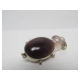 Sterling Silver "Beetle" Pendant w/Pink & Dark Red Gemstone