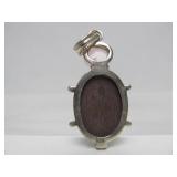 Sterling Silver "Beetle" Pendant w/Pink & Dark Red Gemstone