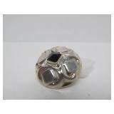 Round Sterling Silver Taxco Brooch w/Onyx