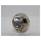 Round Sterling Silver Taxco Brooch w/Onyx