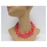 Multi-Strand Pink Cluster Coral Necklace w/Sterling Silver