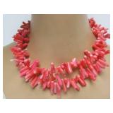Multi-Strand Pink Cluster Coral Necklace w/Sterling Silver