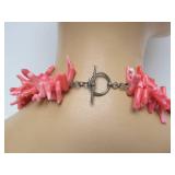 Multi-Strand Pink Cluster Coral Necklace w/Sterling Silver