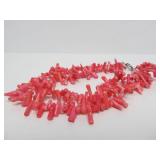 Multi-Strand Pink Cluster Coral Necklace w/Sterling Silver