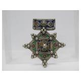 Large Vintage Moroccan / Berber Enameled Pendant