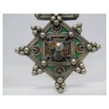 Large Vintage Moroccan / Berber Enameled Pendant