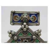 Large Vintage Moroccan / Berber Enameled Pendant