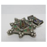 Large Vintage Moroccan / Berber Enameled Pendant