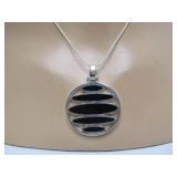 Sterling Silver & Onyx Pendant Necklace