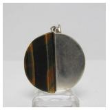 Modernist Sterling Silver & Tiger Eye Pendant