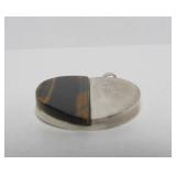 Modernist Sterling Silver & Tiger Eye Pendant