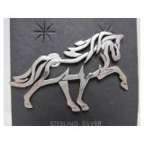 Unworn Sterling Silver Horse Brooch