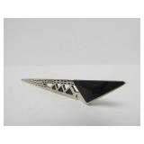 Large Modernist Black & Sterling Silver Brooch