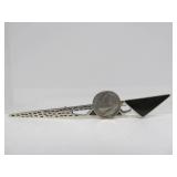 Large Modernist Black & Sterling Silver Brooch