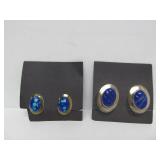 2 Sets of Vintage Unworn Southwestern Sterling Silver Earrings w/Lapis & Azurite