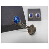 2 Sets of Vintage Unworn Southwestern Sterling Silver Earrings w/Lapis & Azurite