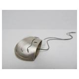 Excellent Pierced & Brushed Sterling Silver Pendant Necklace