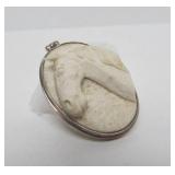 Sterling Silver Pendant w/Carved 3D Horse