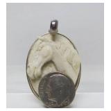 Sterling Silver Pendant w/Carved 3D Horse