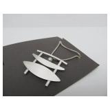 Unworn Retro Vintage MAR Sterling Silver Pendant Necklace w/Pearl