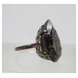 Sterling Silver Ring w/LARGE Faceted Smoky Quartz