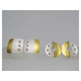 2 Wonderful Signed Sterling Silver & 24K Gold Earring Sets