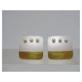 2 Wonderful Signed Sterling Silver & 24K Gold Earring Sets