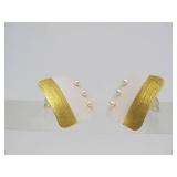 2 Wonderful Signed Sterling Silver & 24K Gold Earring Sets